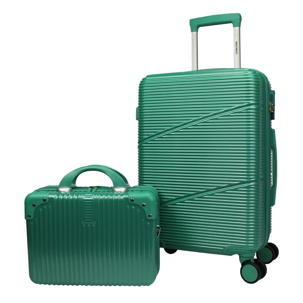 NEW - World Traveler Highways 2-Piece Hardside Carry-On Luggage Set - Green